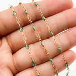 Load image into Gallery viewer, Shop Now  14k Gold Filled Olive Green Color Enamel Satellite Cable Chain