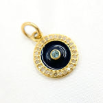 Load image into Gallery viewer, Diamond Sterling Silver Round Enamel Charm with Gemstone