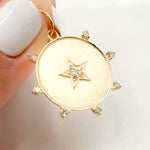 Load image into Gallery viewer, 14K Solid Gold Diamond Round Star Charm