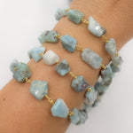 Load image into Gallery viewer, Larimar Organic Flat Shape Gold Plated Wire Chain