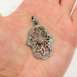 Load image into Gallery viewer, DP295. Diamond & Sterling Silver Hamsa Pendant