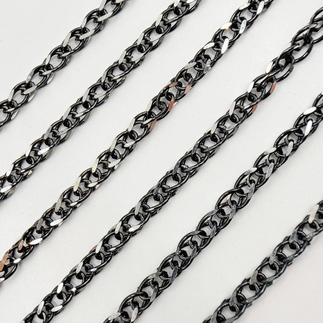 Z68BR. Black Rhodium Sterling Silver Wheat Chain