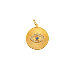 Load image into Gallery viewer, 14K Solid Gold Diamonds and Blue Sapphire Circle Evil Eye