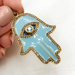 Load image into Gallery viewer, Shop NOw Sterling Silver Hamsa Pendant with Gemstone