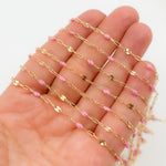 Load image into Gallery viewer, V295RSGF. 14K Gold Filled Rose Color Enamel with Paperclip and Diamond Cut Marina Links