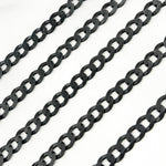 Load image into Gallery viewer, V77BRM. Black Rhodium Matt Sterling Silver Flat Curb Chain