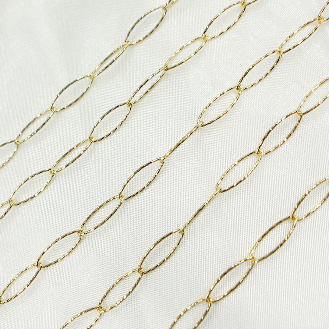 Gold Plated 925 Sterling Silver Diamond Cut Oval Link Chain. Y56GP