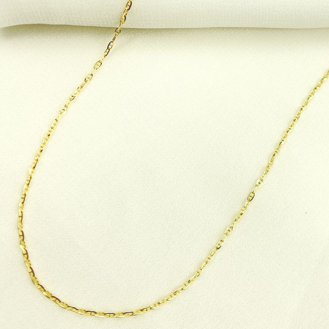 14K Solid Gold Diamond Cut Marina Link Chain