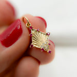 Load image into Gallery viewer, 14K Solid Gold Diamond Shape Charm with Diamonds and Gemstones