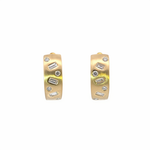 Load image into Gallery viewer, EHF57592. 14K Solid Yellow Matte Gold Diamond Hoop Earring
