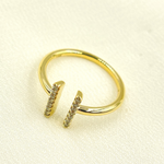 Load image into Gallery viewer, 14K Solid Yellow Gold Bars Diamond Ring.