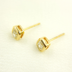 Load image into Gallery viewer, ESH59106. 14K Yellow Gold Rectangle Diamond Studs