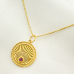 Load image into Gallery viewer, 14K Solid Gold Gemstone Circle Charm. GDP303
