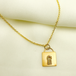Load image into Gallery viewer, GDP68. 14K Solid Gold with Diamonds Lock Shape Charm