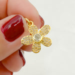 Load image into Gallery viewer, Buy Diamond Sterling Silver Flower Charm with Polki Diamond