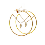 Load image into Gallery viewer, Gold Diamond Heart Dangle Hoops Earrings