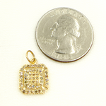 Load image into Gallery viewer, 14K Solid Gold Diamond Square Charm. GDP207