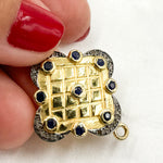 Load image into Gallery viewer, DC912. Diamond Sterling Silver Flower Connector with Gemstone