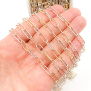 Tricolor Sterling Silver Paperclip Chain