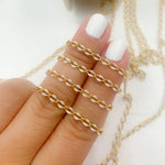 Load image into Gallery viewer, Sterling Silver Gold Plated White Enamel Cable Link Chains