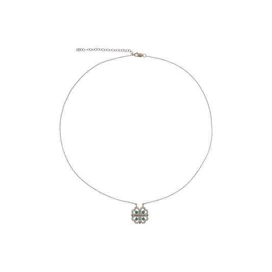 NFG72911EM. 14k Solid Gold Diamond and Emerald Fancy Necklace