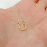 Load image into Gallery viewer, 14K Solid Gold Horseshoe Charm with Diamonds. GDP536