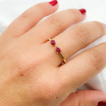 Load image into Gallery viewer, 14K Solid Gold Gemstone 2 Drop Open Ring.