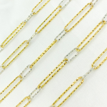 Load image into Gallery viewer, Silver Paperclip Diamond Cut Long Gold Plated Link & Short Silver Link Chain