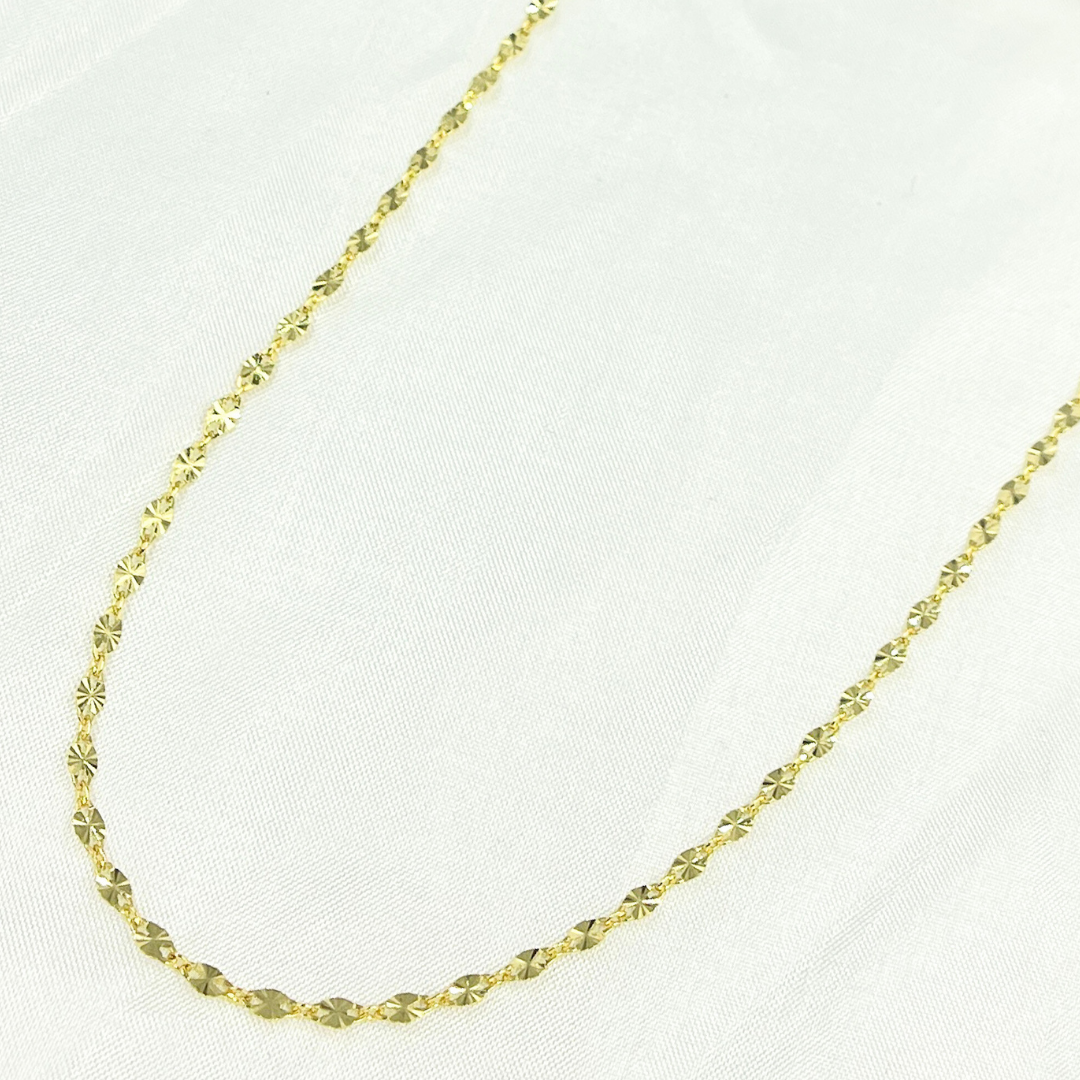14k Solid Yellow Gold Marina Diamond Cut Link Chain