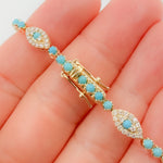 Load image into Gallery viewer, Buy 14k Solid Gold Diamond and Turquoise Eye Bracelet