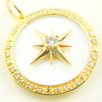 Load image into Gallery viewer, NFC71050MOP. 14k Solid Gold Mother of Pearl & Diamonds Star Pendant