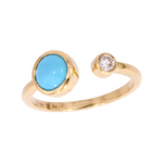 Load image into Gallery viewer, CR96843TQ6. 14k Solid Gold Round Turquoise and Diamond Ring