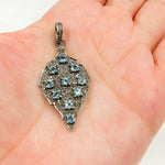 Load image into Gallery viewer, DSP038. Diamond Sterling Silver Leaf Shape Pendant with Gemstones