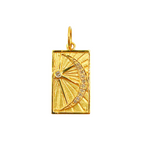 Load image into Gallery viewer, 14K Solid Gold with Diamonds Rectangle Shape Charm with Moon and Star in the Center. GDP154