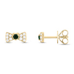 Load image into Gallery viewer, ER421151. 14K Solid Gold Diamond and Gemstone Coquette Bow Studs