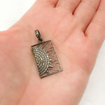 Load image into Gallery viewer, Shop Diamond Sterling Silver Rectangle Half Sun Pendant