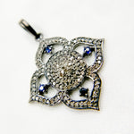 Load image into Gallery viewer, DP298. Diamond & Sterling Silver Flower Pendant with Gemstone