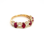 Load image into Gallery viewer, 14K Solid Yellow Gold width Half Diamond and Ruby Band Ring.