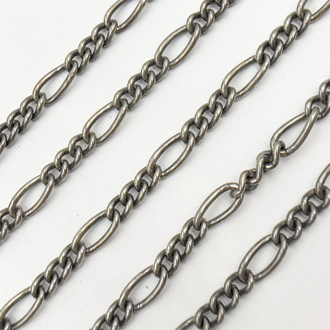 Oxidized Sterling Silver Smooth Figaro Chain