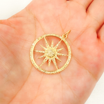 Load image into Gallery viewer, GDP430. 14K Solid Gold Diamond Circle & Star Charm