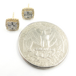 Load image into Gallery viewer, EFE51918. 14K Solid Gold and Diamonds Square Earrings