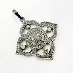 Load image into Gallery viewer, DP298. Diamond & Sterling Silver Flower Pendant with Gemstone