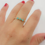 Load image into Gallery viewer, Gold Diamond and Turquoise Band Ring