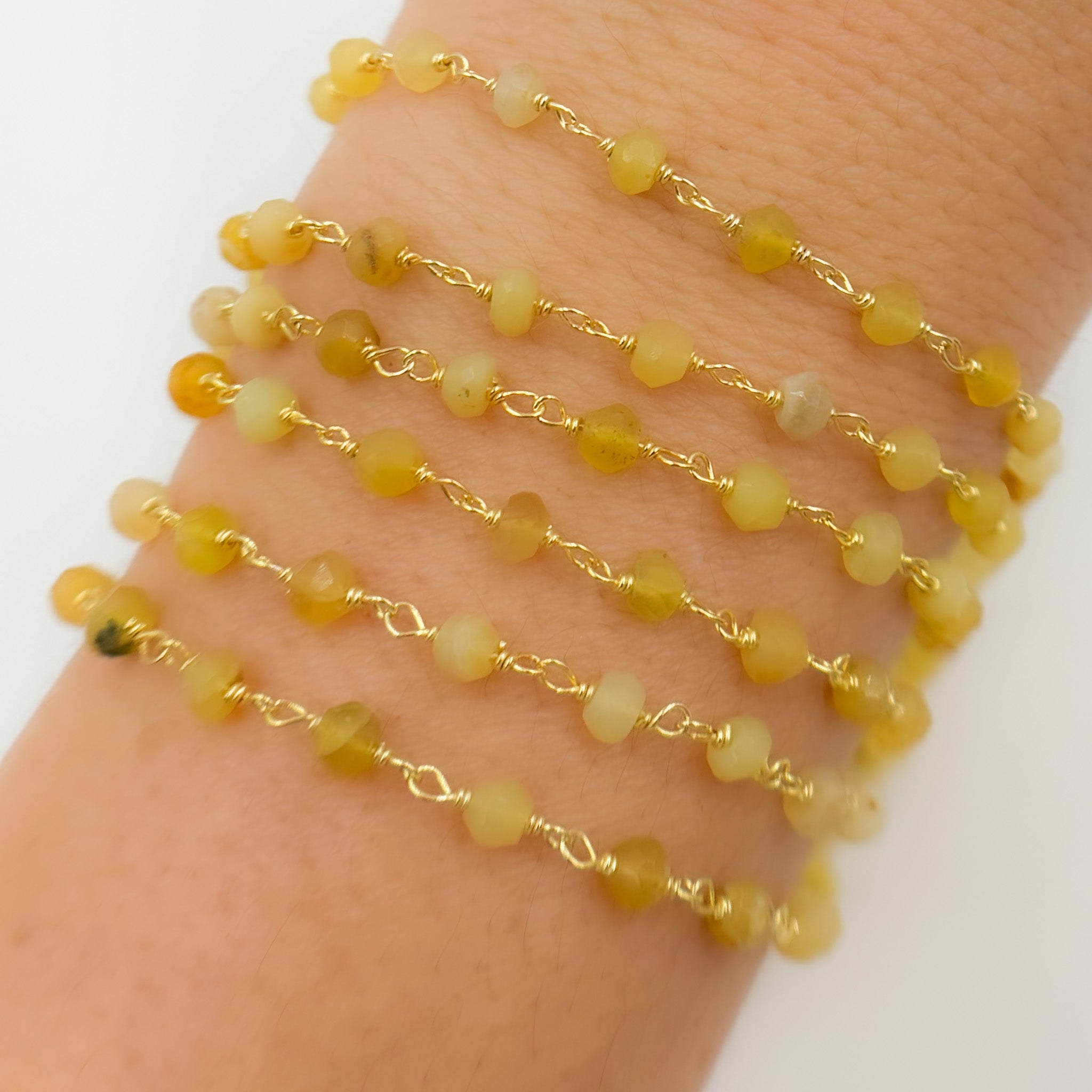 Gold Plated Sterling Silver Yellow Opal Wire Chain