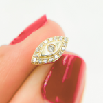 Load image into Gallery viewer, EFC51719. 14k Solid Yellow Gold Diamond Eye earrings