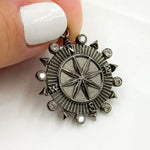 Load image into Gallery viewer, Sterling Silver Round Compass Pendant with Gemstone