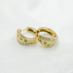 Load image into Gallery viewer, HP401867. 14K Solid Yellow Matte Gold Diamond Hoop Earring