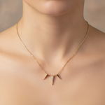 Load image into Gallery viewer, NFA72326. 14K Solid Yellow Gold Diamond Triangle Dangle Necklace