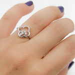 Load image into Gallery viewer, 14K Solid White Gold Diamond Flower Ring.