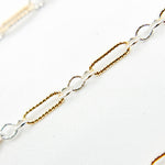 Load image into Gallery viewer, XM/1003K/SP. 14K Gold Filled and Sterling Silver Knurled Link Chain – Long & Short Pattern
